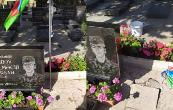 Şəhidlərimizin məzarı yanındakı Azərbaycan bayrağına qarşı hörmətsizlik - FOTO